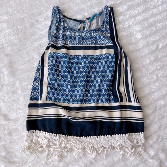 Boutique Patterned Women's Top with Fringe Detail - Picture 1 of 7